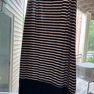 Max Studio Navy and White Striped maxi skirt